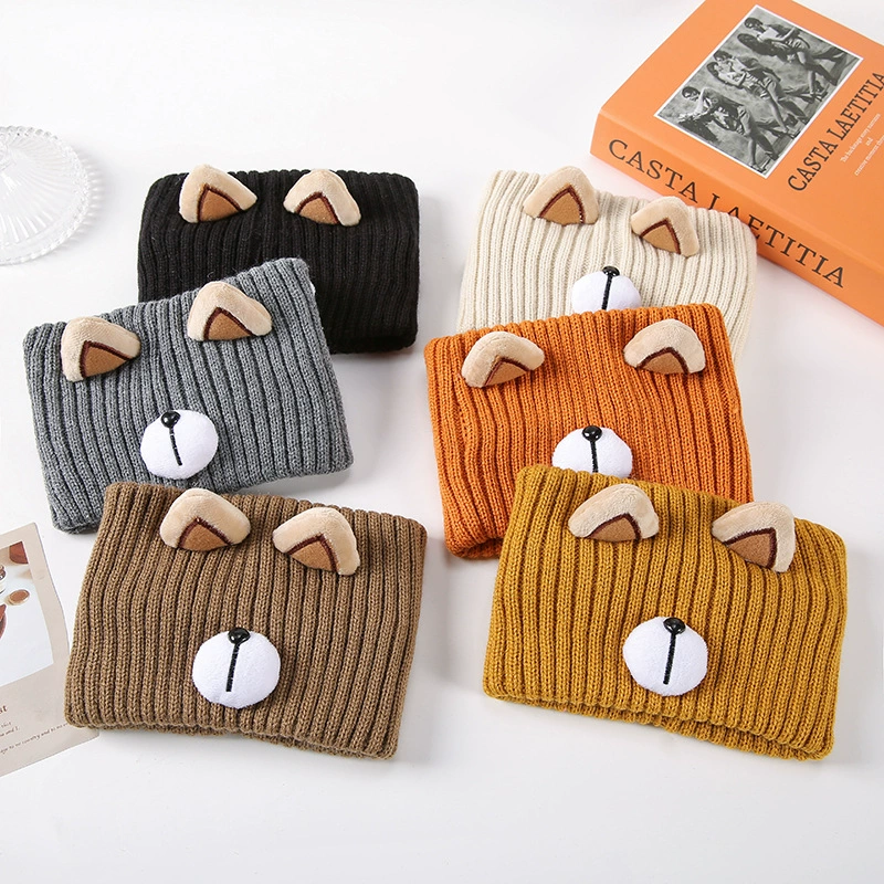 Пояс для волос Zhao Rusi с широкими полями, вязаный шерстяной пояс с милыми медвежьими ушками для осени и зимы, аксессуары для волос для велоспорта