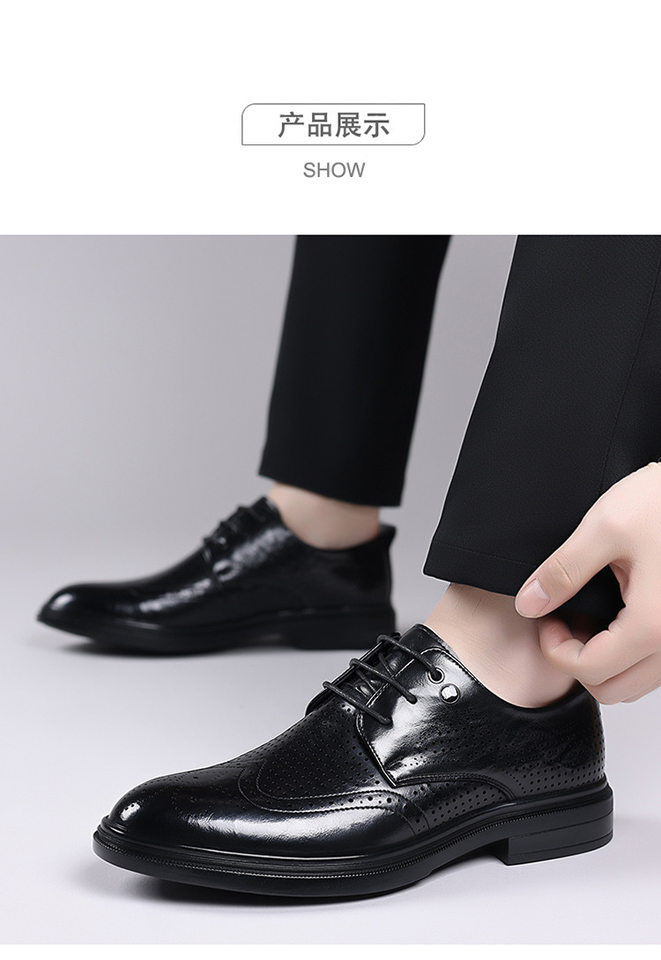 Giày sandal da nam kiểu Brogue khoét lỗ thoáng khí cỡ lớn — Kiểu khoét rỗng màu nâu, Màu nâu, dùng được bốn mùa, Mẫu đen bốn mùa, Kiểu khoét rỗng màu đen chi tiết 15