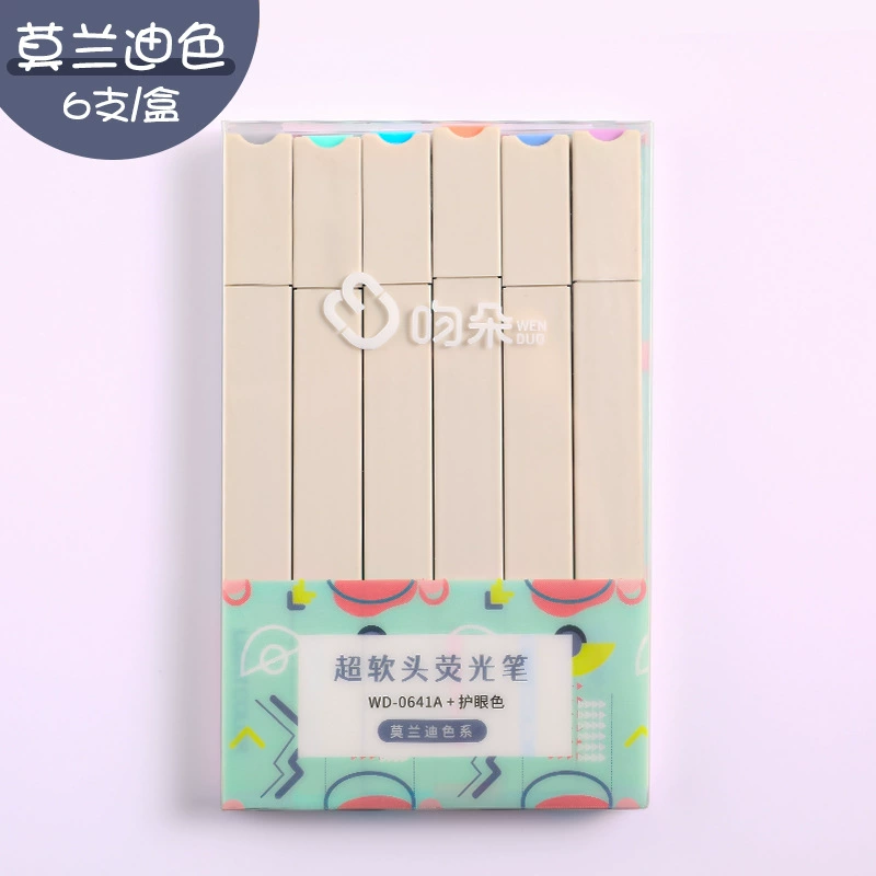 Soft-Head Highlighter (Morandi) oblique tip, pastel marker set, student note & drawing