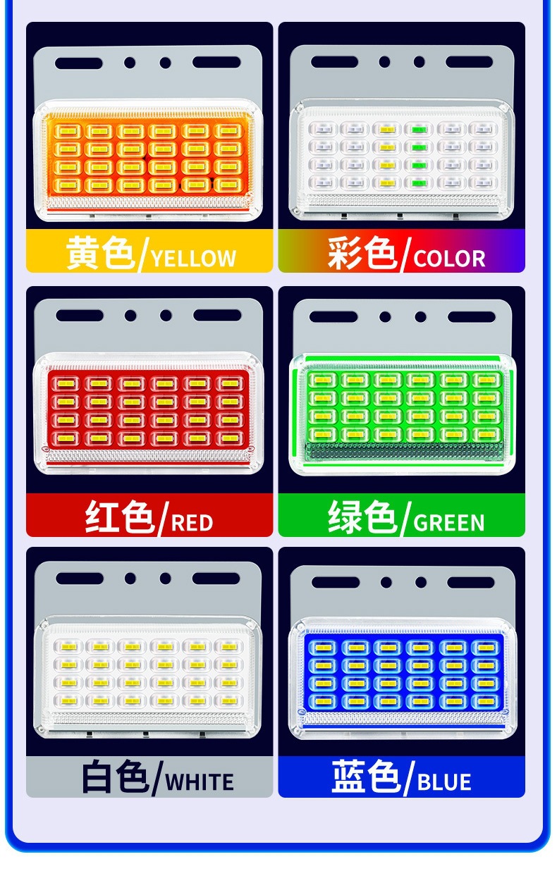 9D Multi-Bead Lens Truck Side Light, Strong Illumination, 12V/24V Large Truck Trailer Tire Light, Width Indicator Light, Waist Light
