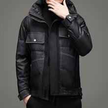 羽絨服男士皮衣2021冬爆款加厚90白鴨絨青年高端男裝潮款外套夾克