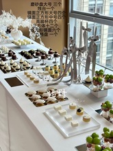 白绿色系韩式秩序感老钱风甜品台展示架银色甜品台摆台新款甜品架