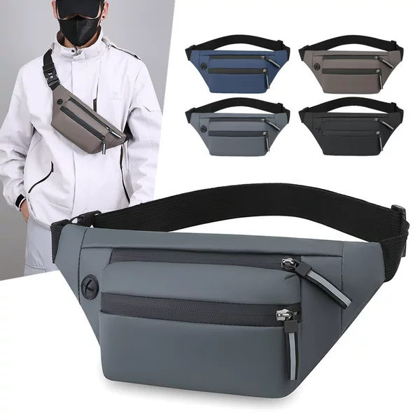 New Men's Waist Bag Casual Water-repellent Chest Bag Multi-layer Fashionable Large Capacity Shoulder Bag Simple Solid Color Crossbody Bag