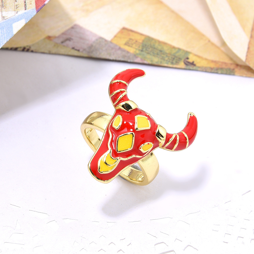 Daily Occasion 1 Piece Hip-hop Animal Copper Enamel Plating Open Ring