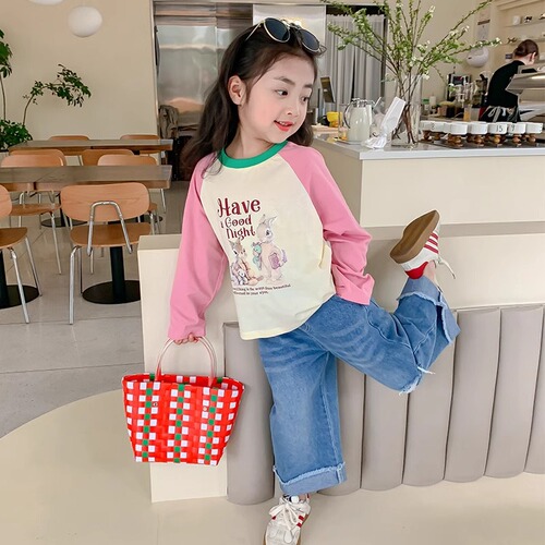 Children's Long-Sleeve T-Shirt Spring and Autumn 2024 New Fashion Pure Cotton T-Shirt for Kids Spring Top Baby Base Shirt Spring Outfit