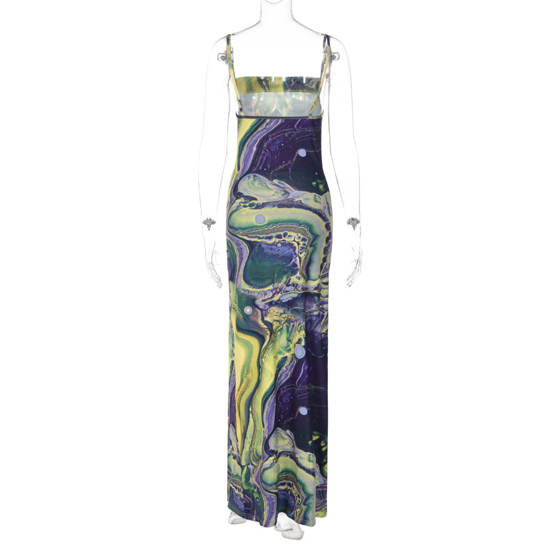 Women's Strap Dress Sexy Boat Neck Sleeveless Printing Maxi Long Dress Casual display picture 15