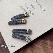 手工编制花朵发夹女秋冬毛绒边夹侧边2025新款气质掰掰夹毛毛夹子