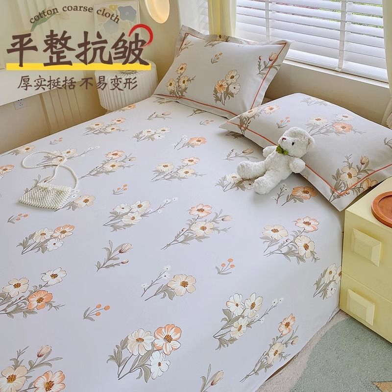 Un tipo de tela gruesa vieja 100% sábana, algodón de una sola pieza, funda de almohada de lino doble de verano, juego de tres piezas