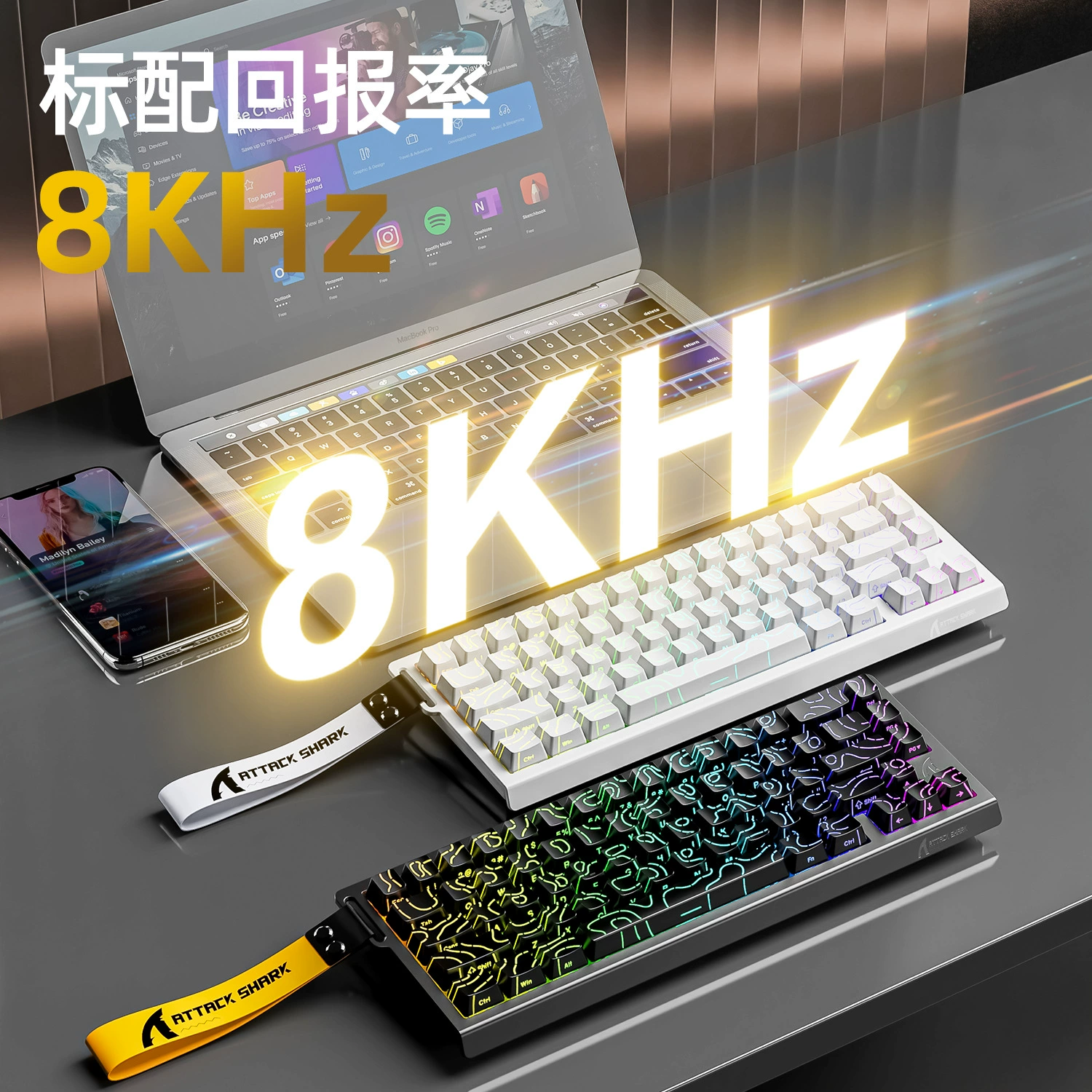 Mechanical Keyboard (Attack Shark X68HE) Wired RGB, Magnetic Switches, 75% Compact 38.4×22.8 cm