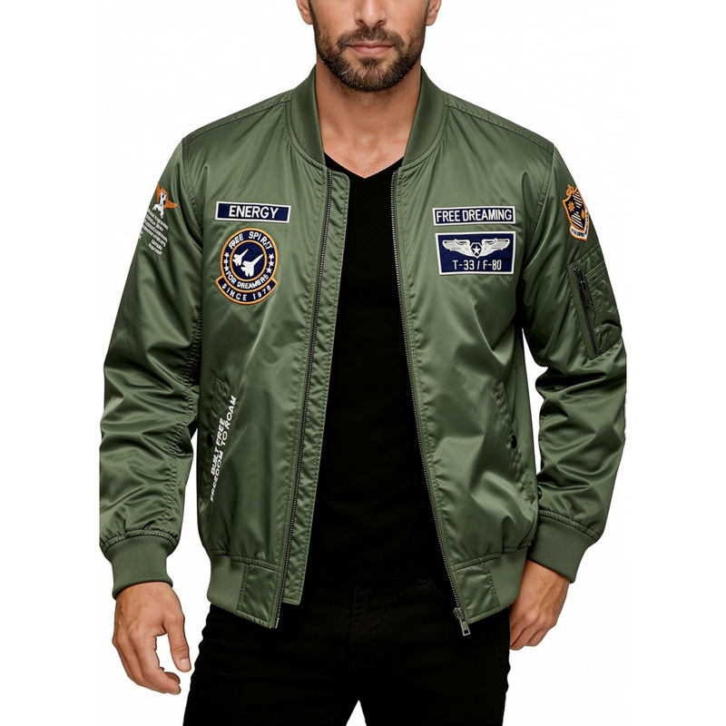 Foreign Trade European and American Style Spring and Autumn Air Force Jacket, Plus Size Pilot Jacket, Embroidered Windproof Coupang Jacket OZON Foreign Trade European and American Style Spring and Autumn Air Force Jacket, Plus Size Pilot Jacket, Embroidered Windproof Coupang Jacket OZON