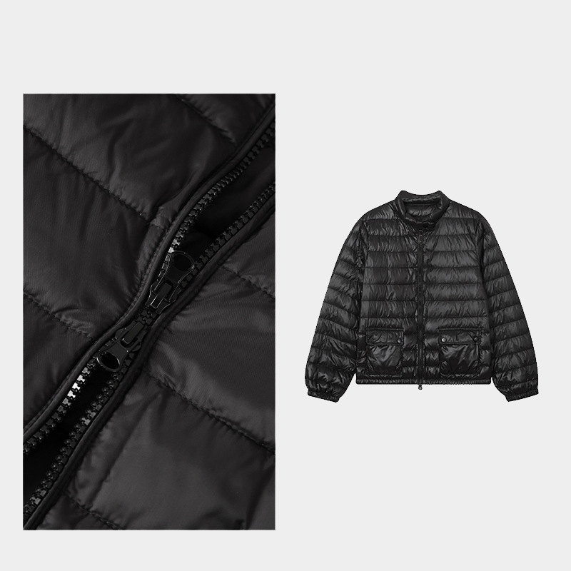 Autumn and Winter Women's 95% Goose down Jacket, Short Style, High-Gloss Zipper, Stand Collar, Warm and Lightweight Fsy51021