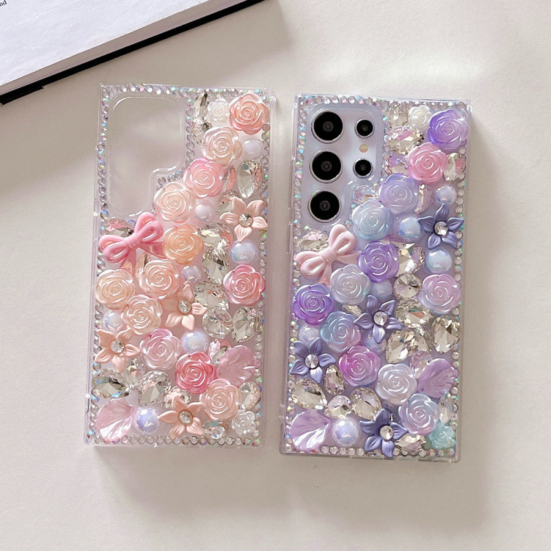 Bow Flower Suitable for Samsung S25 Mobile Phone Case S24 Ultra Rhinestone Classy A15/Note20 Protective Cover Bow Flower Suitable for Samsung S25 Mobile Phone Case S24 Ultra Rhinestone Classy A15/Note20 Protective Cover
