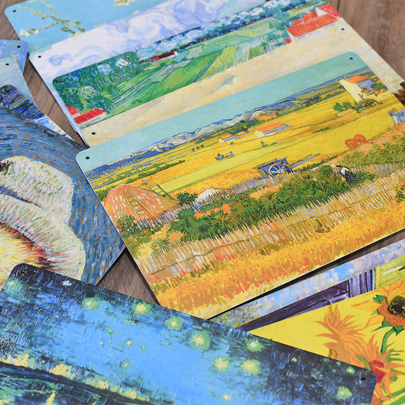 Pintura de hojalata pastoral Flor antigua retro Arte de hierro Pintura colgante pequeña Jardín al aire libre Balcón Decoración de pared Colgante transfronterizo