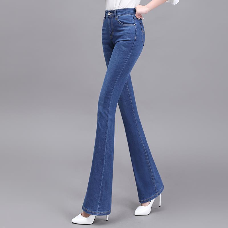 Women's Jeans Spring and Autumn New Style High-End Denim Flared Pants High-Waisted Slim Fit Versatile Plus Size Slightly Flared Pants