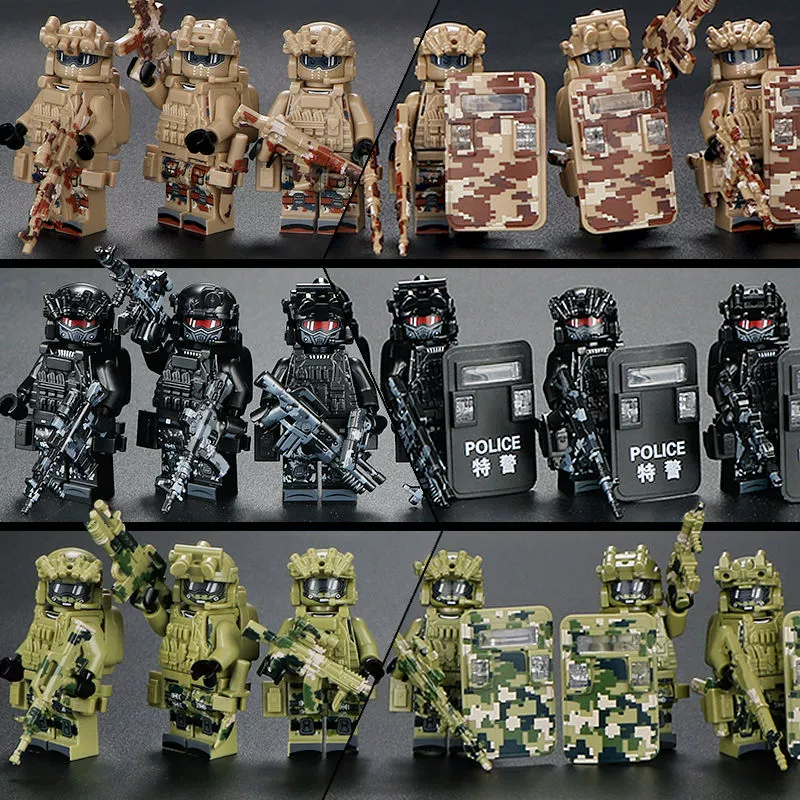 Lego, современные минифигурки, конструктор, солдат, оружие, оптом