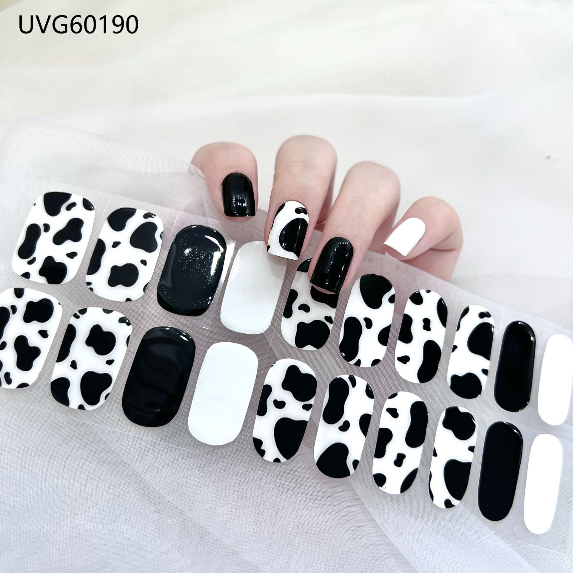 Pegatinas de uñas de gel UV transparentes efecto hielo, semicuradas, con lámina dorada, fototerapia, efecto película de aceite