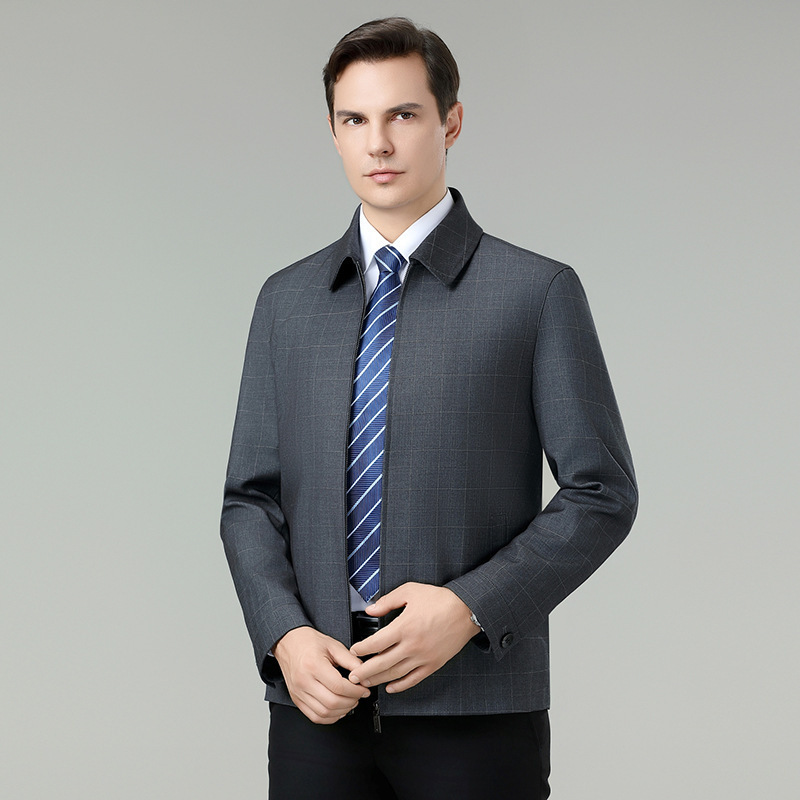 Brand Wool Jacket Men's 2025 Autumn and Winter Business Casual Middle-Aged and Elderly Dad's Jacket No-Iron Lapel Men's Jacket