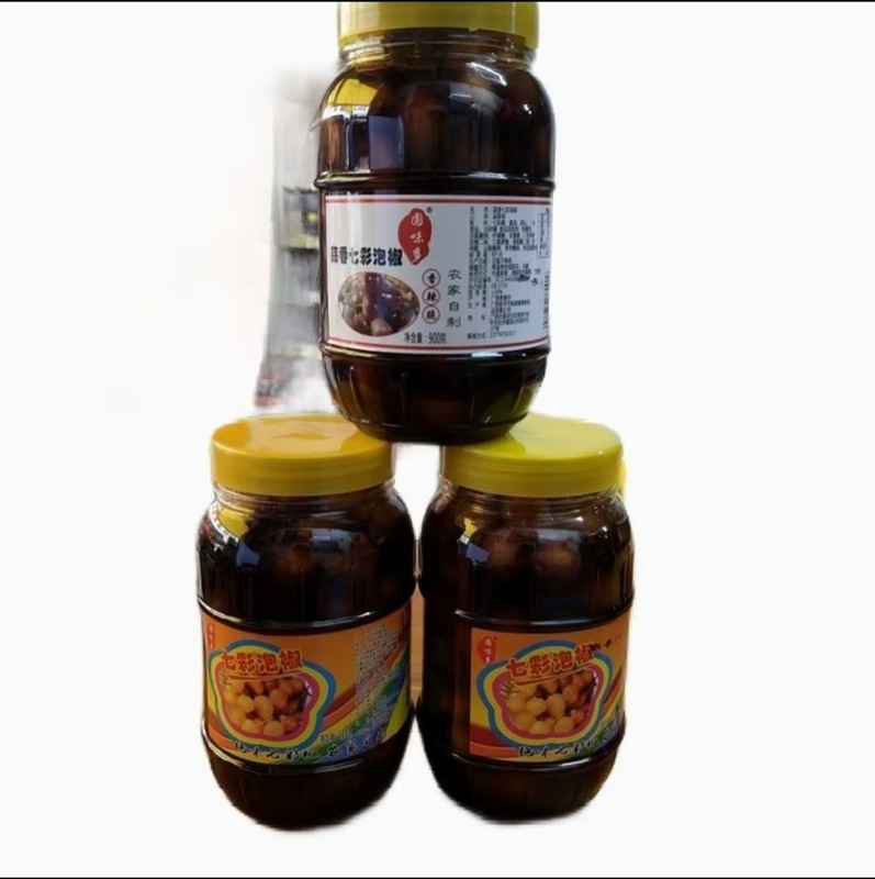 七彩泡椒广西特产酱油腌制灯笼椒酱香脆泡香辣五彩椒大瓶泡椒味|undefined