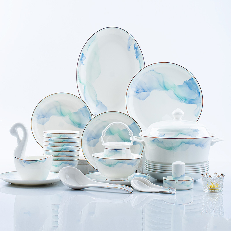Jingdezhen Tableware Set Dishes Household New European Bone China Bowls and Chopsticks Ceramic Accessible Luxury Bowls Gift Box Plates Jingdezhen Tableware Set Dishes Household New European Bone China Bowls and Chopsticks Ceramic Accessible Luxury Bowls Gift Box Plates