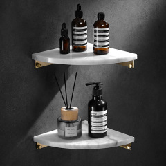 Stainless steel gold and white marble corner shelf bathroom corner bracket shower room corner shelf double-layer