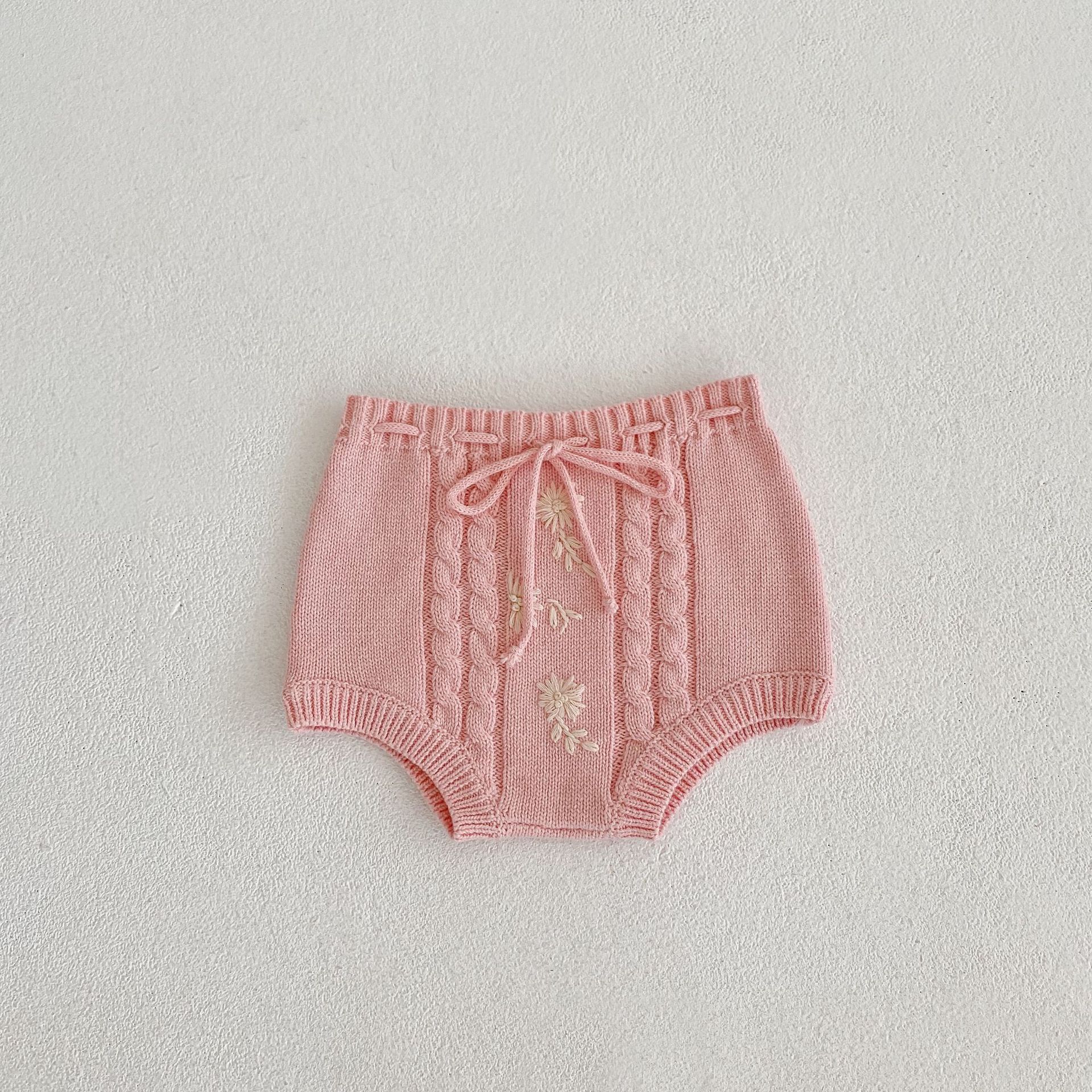 Hierscht 2024 Baby a Meedchen gestrickte handgestickte laangärmlech Top+Hosen+Hutt 3-Stéck Set_voghion.com