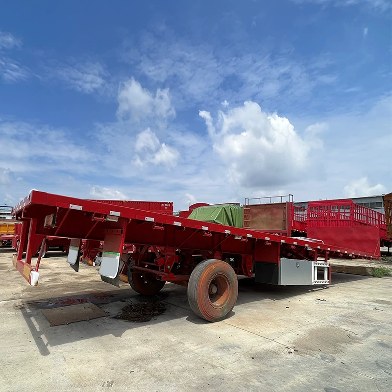 40-футовый низкорамный полуприцеп для экспорта в Африку, контейнерный транспортный прицеп, низкорамный прицеп для перевозки крупногабаритных грузов