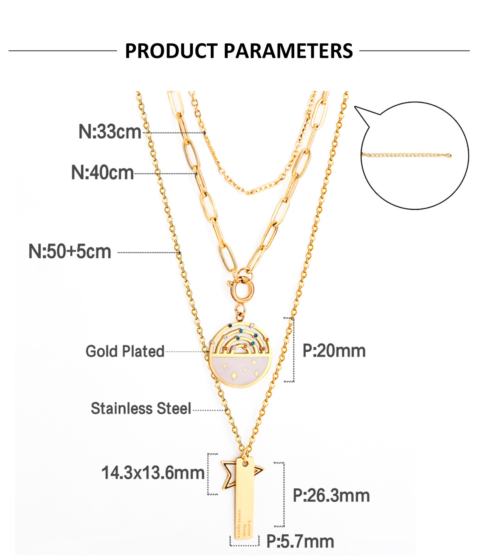 Fashion Universe Astronaut Stainless Steel Artificial Rhinestones Artificial Pearls Layered Necklace