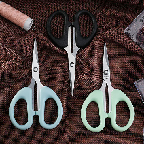 Stainless steel scissors, household scissors, plastic handle, student scissors, stationery scissors, handmade office scissors, binary store department store