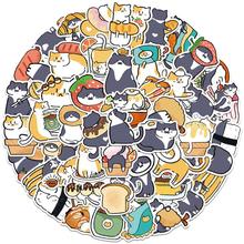 50張原創可愛貪吃小貓咪行李箱電腦水杯裝飾貼畫防水手繪塗鴉貼紙