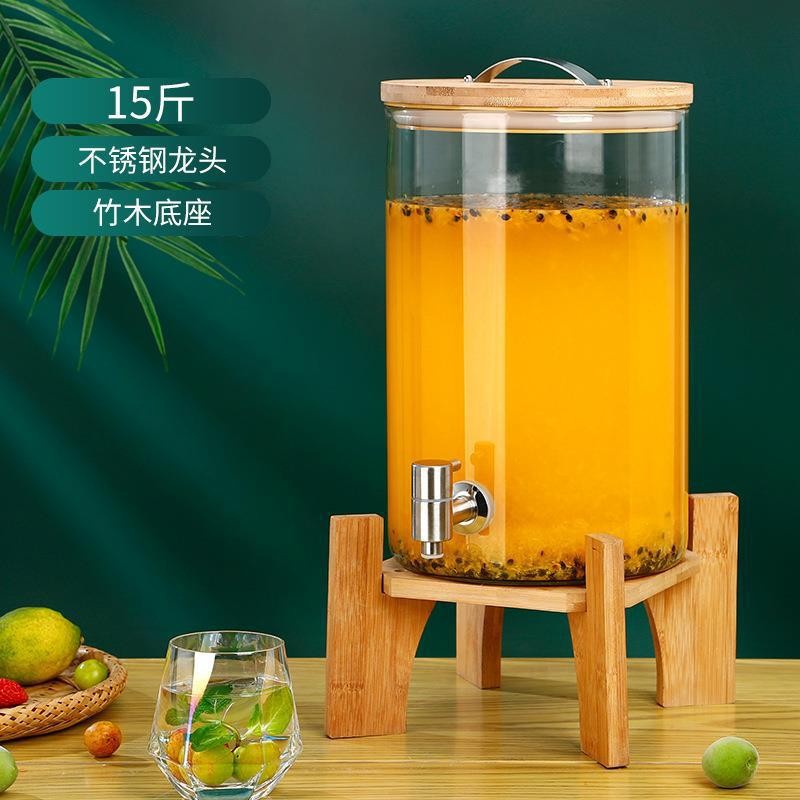 帶龍頭冷水壺防爆大號容量飲料果汁玻璃家用熱飲涼水桶餐廳