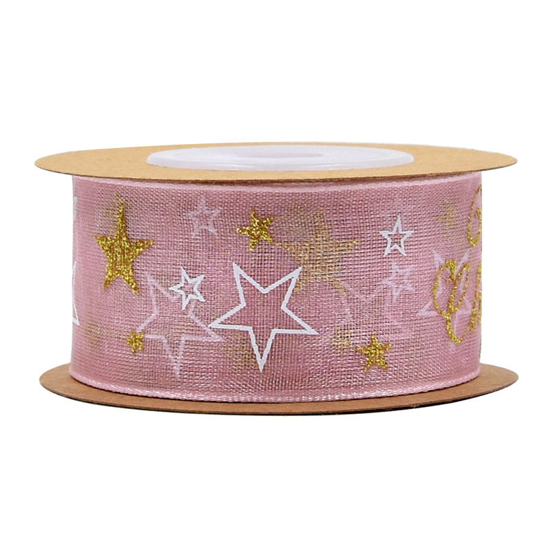 AliExpress transfronterizo estrella de cinco puntas estampado cinta de decoración de Navidad embalaje de regalos pulverizador cinta de árbol de Navidad 5 metros