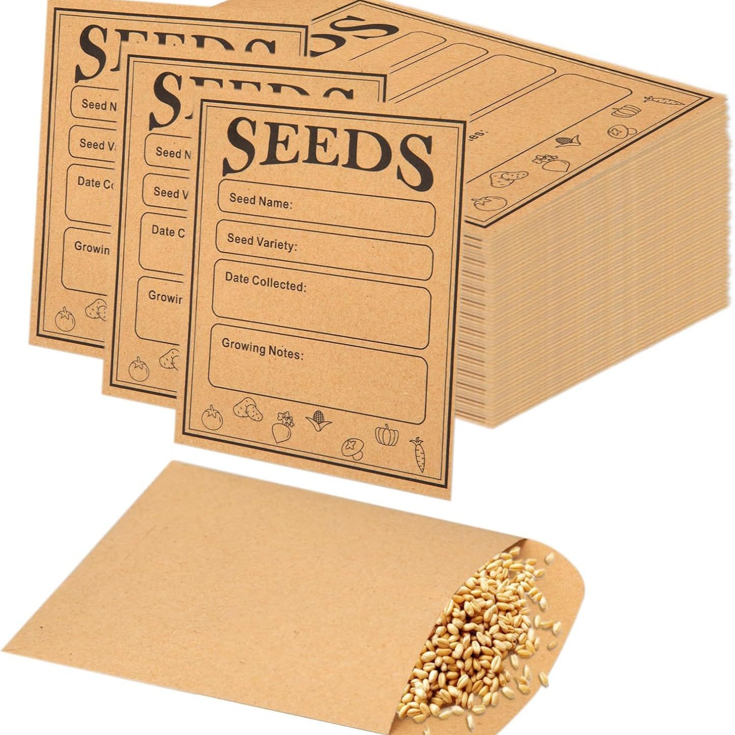 Serie de semillas Bolsa de papel kraft Vintage INS estilo bolsa de semillas protección del medio ambiente sin plástico venta caliente transfronteriza mini sobre