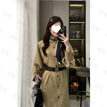 春秋感气质时尚减龄淑女立领风衣夏季显瘦法式宽松长款外套