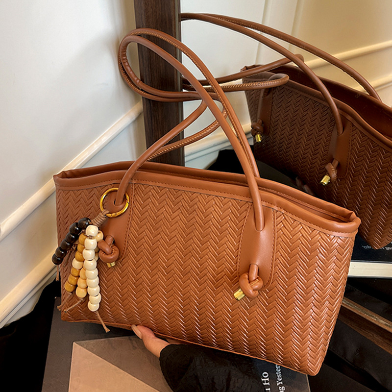 Borsa da pendolarismo alla moda, borsa a tracolla semplice con motivo a rilievo, borsa a spalla singola versatile, borsa da ascella_voghion.com
