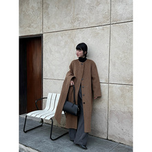 MMC双面羊绒大衣女秋冬新款高级感气质中长款毛呢子外套 配送披肩