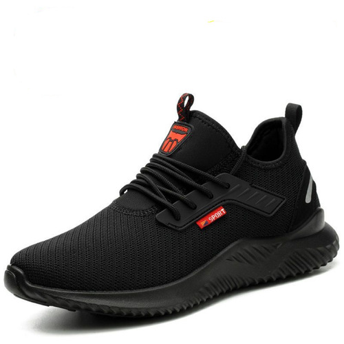 Breathable and odor-resistant anti-static safety shoes for men with steel toe cap, anti-puncture, anti-impact, for construction site work, durable protective footwear, wholesale.