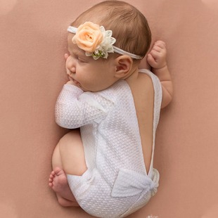 Newborn Camera Pullover Hoodie Long-sleeved Jumpsuit Baby Backless Bow Triangle Hatshirt Photography Clothes