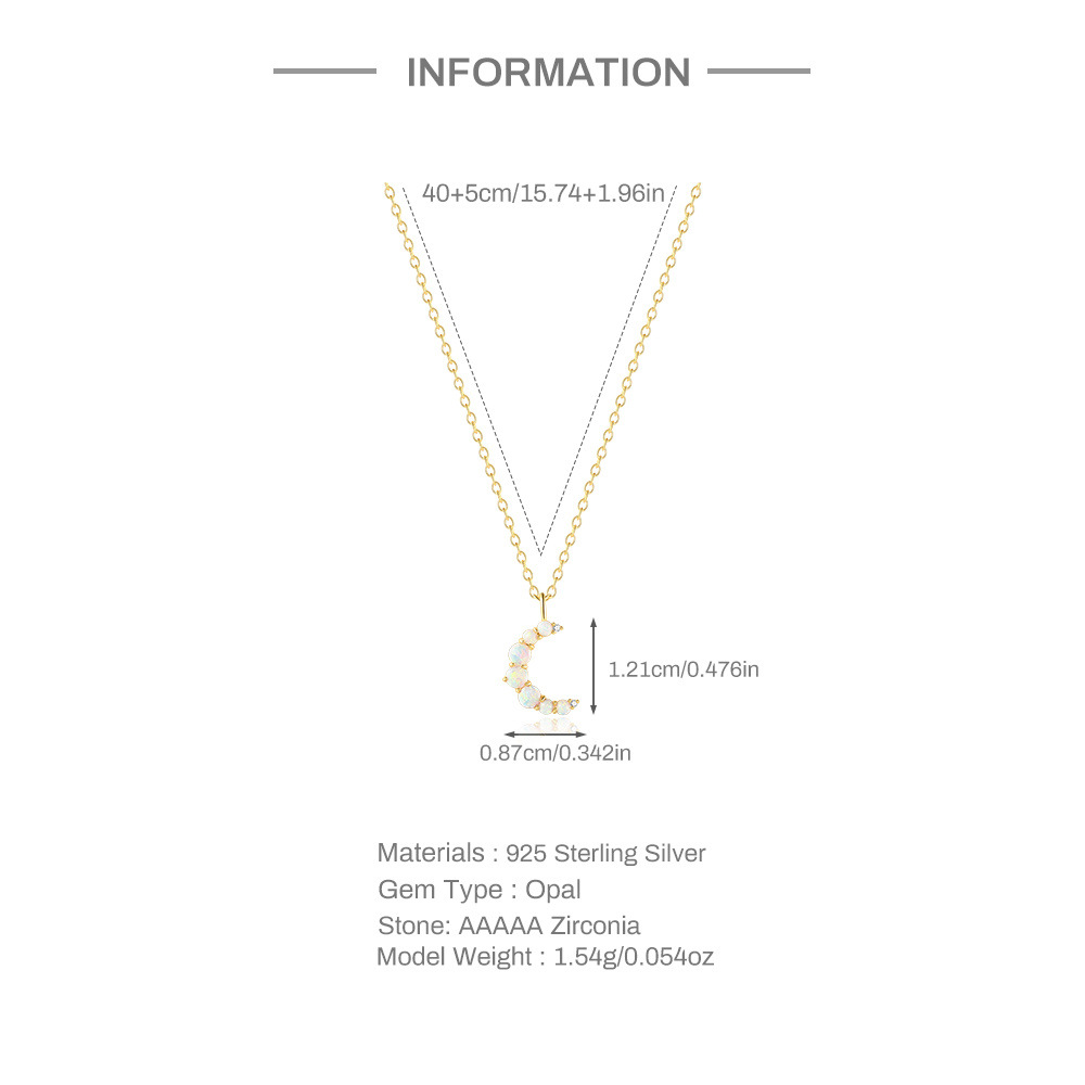 Bracelets, Earrings, Necklace Classification S925 Sterling Silver Diamond-Embedded Opal Moon Necklace Bracelet Earrings Set New Best Seller In High-End Jewelry Set