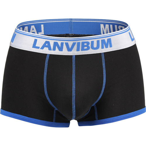 Men's underwear mid-waist pull-up cotton U convex large pouch contrast color men's boxer briefs men's LANVIBUM