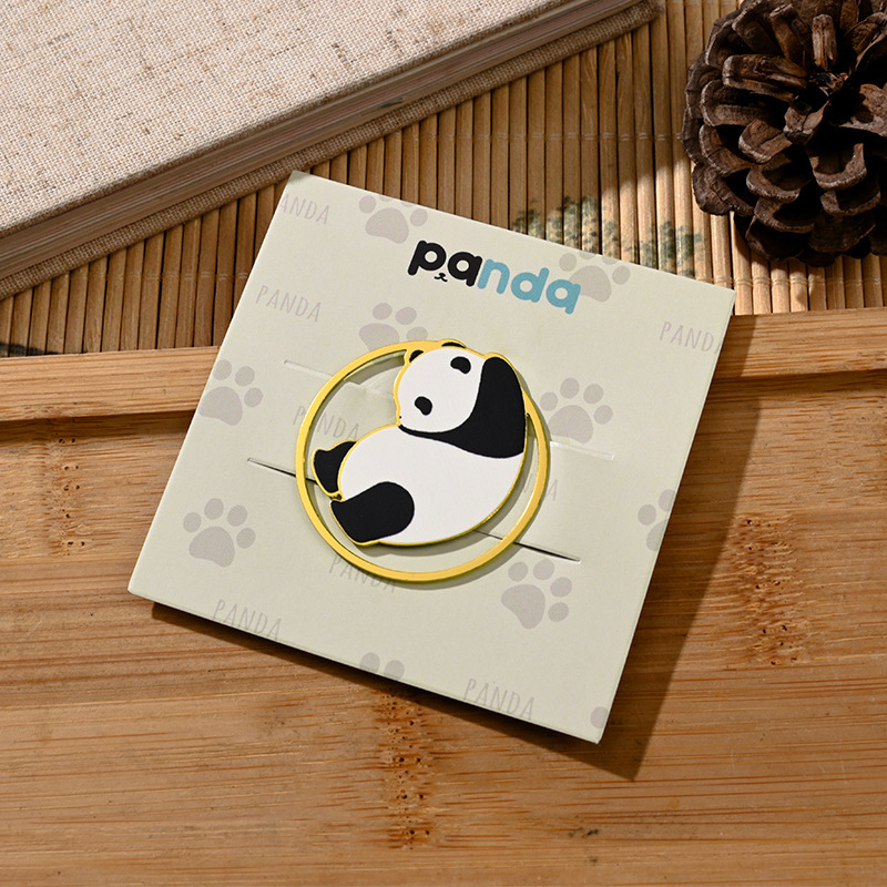 熊猫金属书签可爱创意卡通中国风文创黄铜镂空书签阅读标记书页夹|undefined
