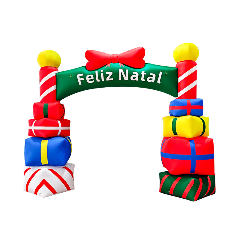 Fuente transfronteriza Navidad patio fiesta decoración del sitio de diseño props inflables arco de Navidad Santa