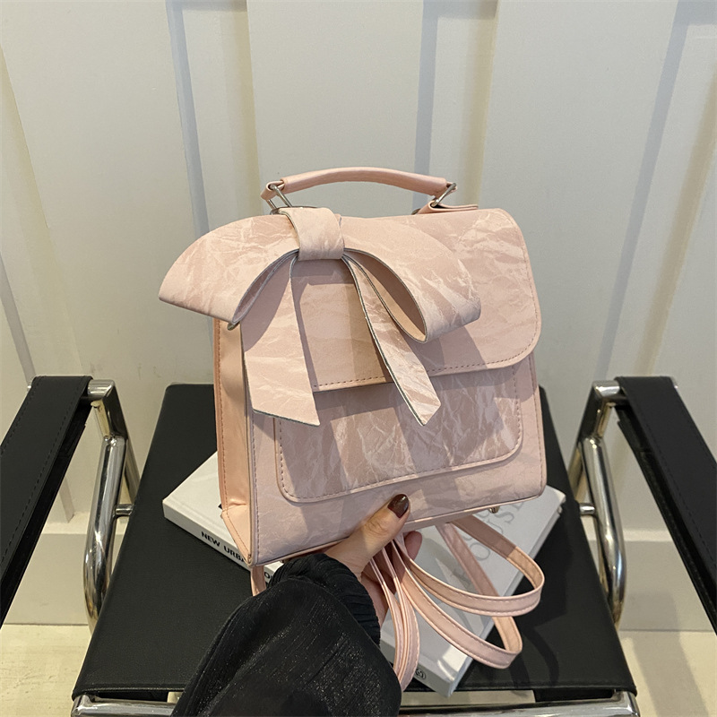 Zaino donna con fiocco stile college borsa versatile elegante_voghion.com