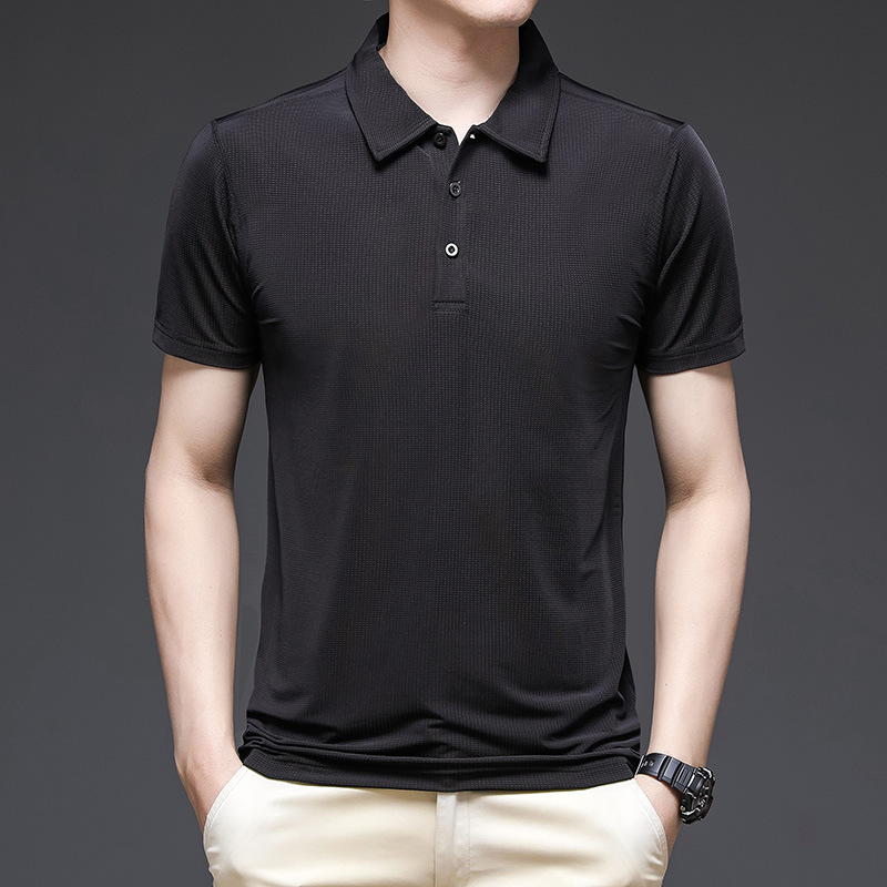 夏季男士速幹短袖T恤潮流中年男式休閑運動上衣透氣彈力POLO衫男