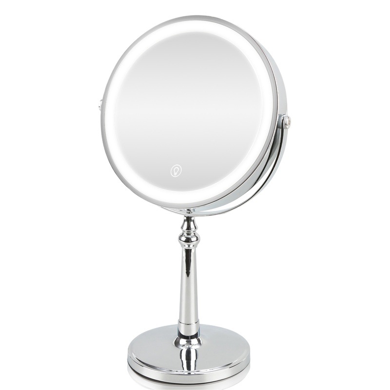 Espejo de maquillaje LED de 9 pulgadas con luz, espejo de escritorio recargable para transmisión en vivo