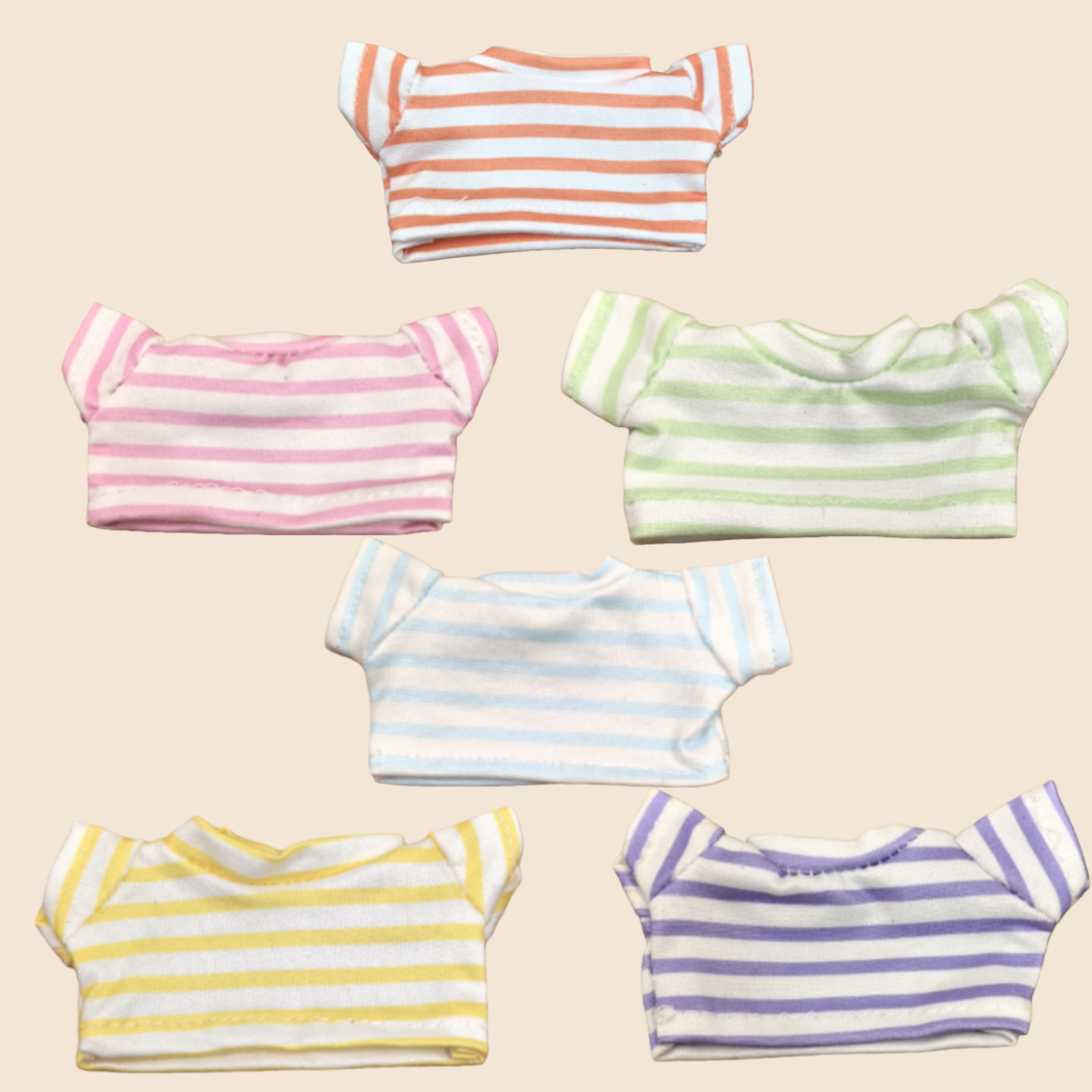 Manufacturer Wholesale Cute Striped Short-Sleeve T-Shirt Round Neck Small Striped Fashion Dress-Up Only Clothing Plush Doll Clothes 17cm