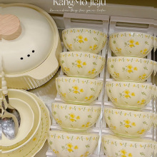 颜值爆表好看新款釉下彩奶油风高颜值碗碟餐具套装釉下彩陶瓷碗