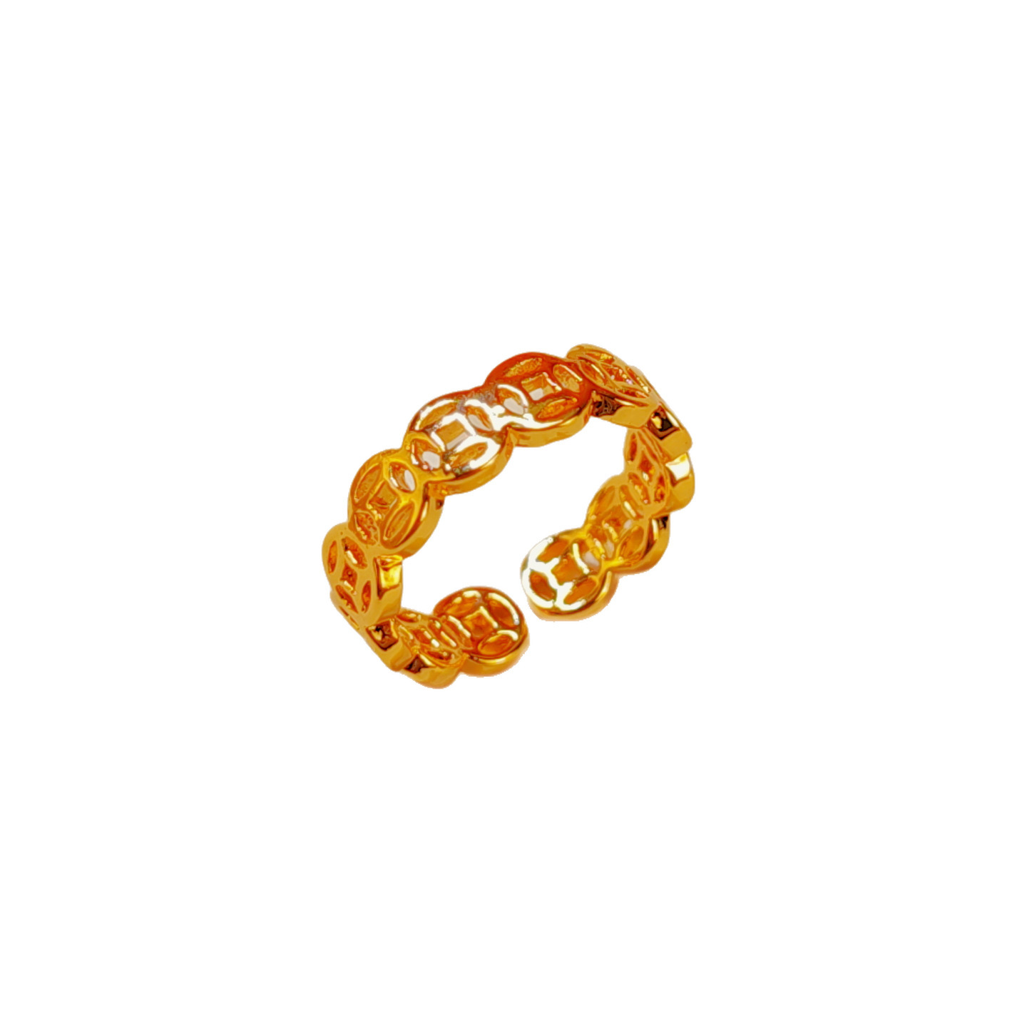 Anillo de moneda vintage chapado en oro para hombre y mujer_voghion.com