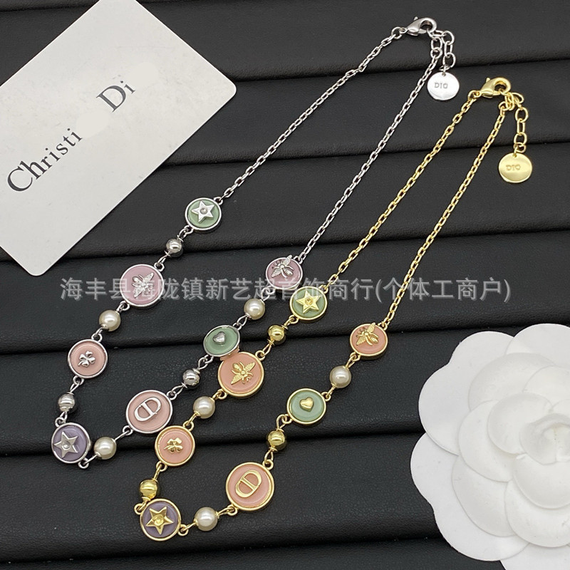 D Brand/D Brand New Cd Pearl Resin Necklace for Women High Version European and American Style Fashion Light Luxury High-End Clavicle Chain
