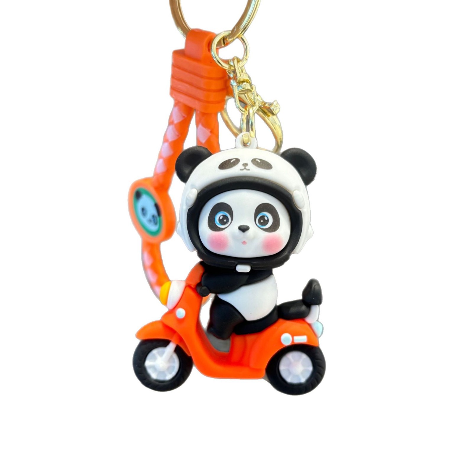漫画のパンダの電気自動車のキーホルダーのソフトゴムの子供の自動車のキーチェーンの学生のかばんのペンダントの贈り物