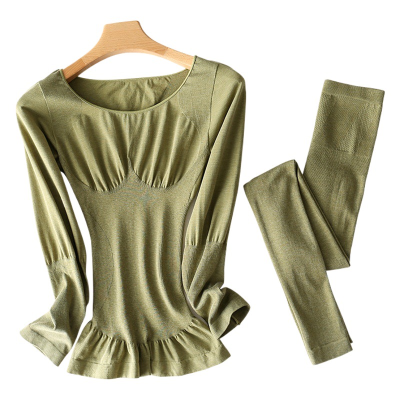 Nueva sirena inconsútil ropa interior térmica traje apretado cuello redondo largo Johns de las mujeres que basa la camisa al por mayor